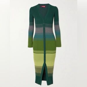 XL Green Striped Midi Sweater Dress